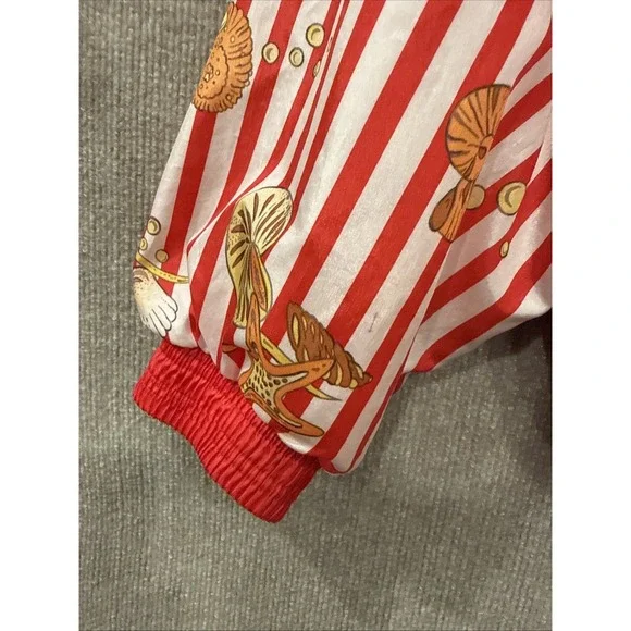 VTG 90's Casual Isle Red Stripe Beach Windbreaker Nautical Seashell Jacket XL - Picture 7 of 15